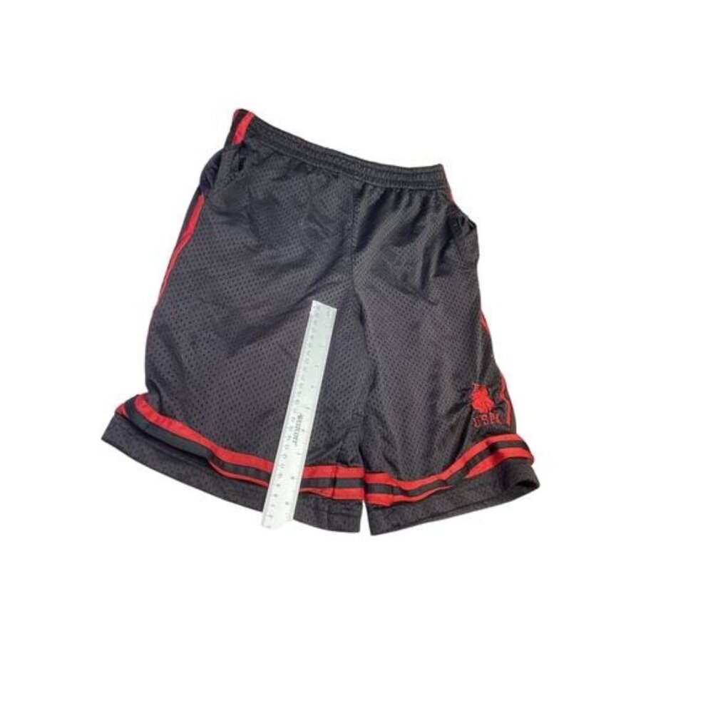 Athletic Gym Shorts Boys Size 7 Black w/ Red Trim, Basketball USPA